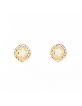 

Earrings Gold Girl Round Star Pearl fence zircon (9kts)