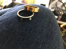 Anillo de acero inoxidable con piedra de cristal para hombre y mujer, sortija, oro rosa, para boda, con Cruz