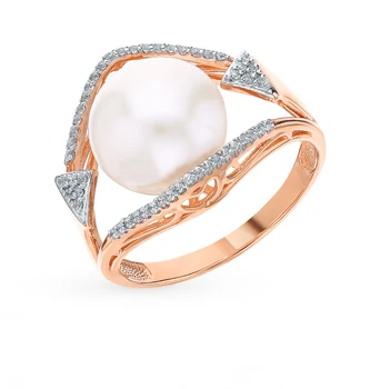 

Gold ring with cubic zirconia and pearls sunlight sample 585