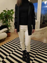 Y2K-pantalones pitillo elásticos de piel sintética para mujer, pantalón Sexy ajustado de terciopelo y cuero PU para otoño e invierno, 7172