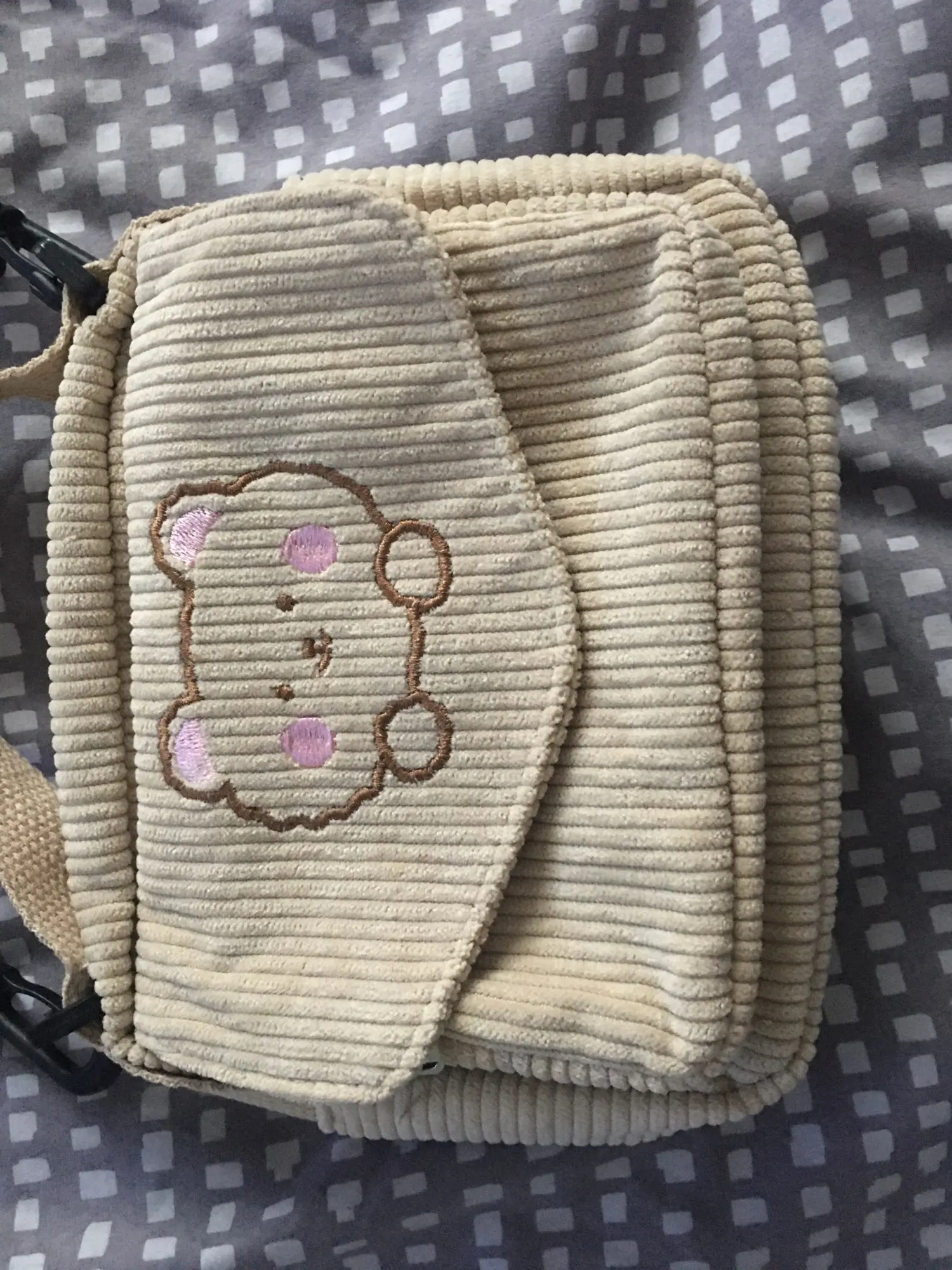 Cute Vintage Corduroy Bear Bag - Kuru Store