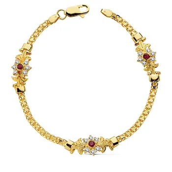 

18k gold bracelet two-color 19cm. Fleur de lis Ruby [AB2273]
