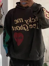 Sudadera con capucha para Hombre, con estampado de letras y grafiti, ropa para parte superior masculina, estilo Harajuku y Hip Hop, con estampado de Lucky Me I See Ghost