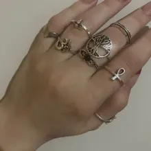 Tocona 14 unids/set Vintage Color de plata antiguo anillo para mujer rosa girasoles Cruz geométrico joyas bohemias 4 кольцо 6391