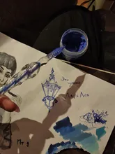 Uds paquete seguro de vidrio Vintage Dip inmersión sostenedor de la pluma firma de tinta plumas fuente de cristal hecho a mano Dip pluma fuente