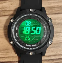 SKMEI-reloj Digital resistente al agua para hombre, cronómetro de correa de silicona, 100M, electrónico, deportivo, negro