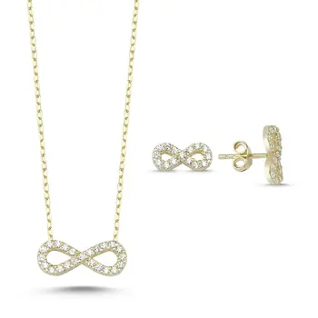 

Angemiel 925 Silver Zircon Cubic Zirconia Infinity Set-Gold Plated