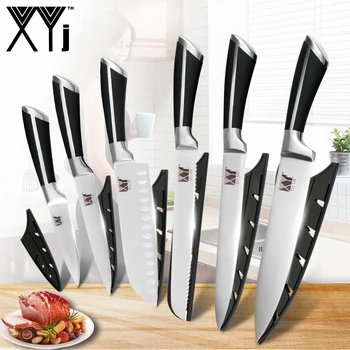 

6pcs Stainless Steel Kitchen Knife Set With POM Handle High Quality Kitchen Knife With POM Handle With Free Gift Knife Covers