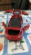 1:32 modelo Tesla X coche en miniatura de aleación con tirar juguete electrónico con simulación de luces y música modelo juguetes para niños de regalo
