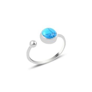 

Silver 925 Sterling Turquoise Stone Adjustable Tall Ring