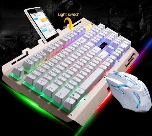 Type C ALLOYSEED 104 клавиш подсветка Проводная игровая клавиатура мышь набор механическая клавиатура прочная USB клавиатура комбинированные Мыши для ПК ноутбука - Цвет: Type C