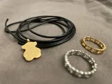 Anillo de metal con diseño de oso, joyería para la mano en ácero inoxidable, enchapado en oro y plata en tallas 6-8, 1 unidad