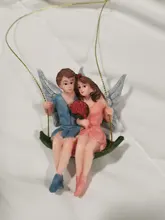 Couple Figurines Scene-Decoration Craft Swing Flower-Fairy Landscape-Pendant-Resin Romantic