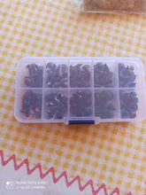 Ojos de seguridad de animales para juguetes, caja de accesorios de plástico de colores variados de 8mm, 10mm, 12mm, 100 Uds.