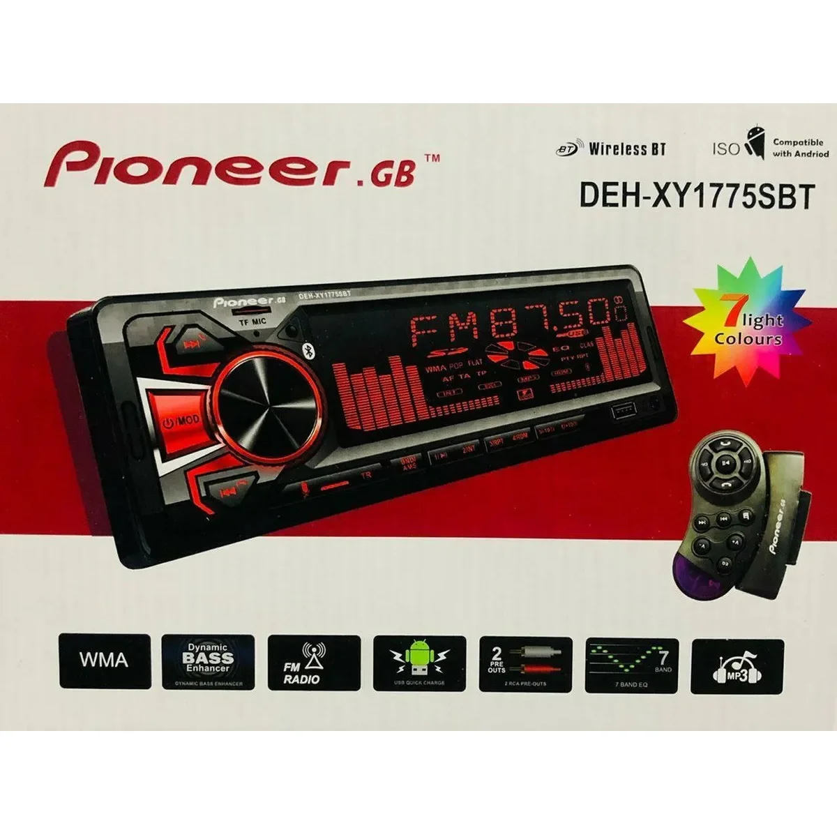 Автомагнитола Pioneer GB DEH-XY1775SBT Bluetooth 7 цветов подсветки + Джойстик SD/MMC слот USB 2.0 порт