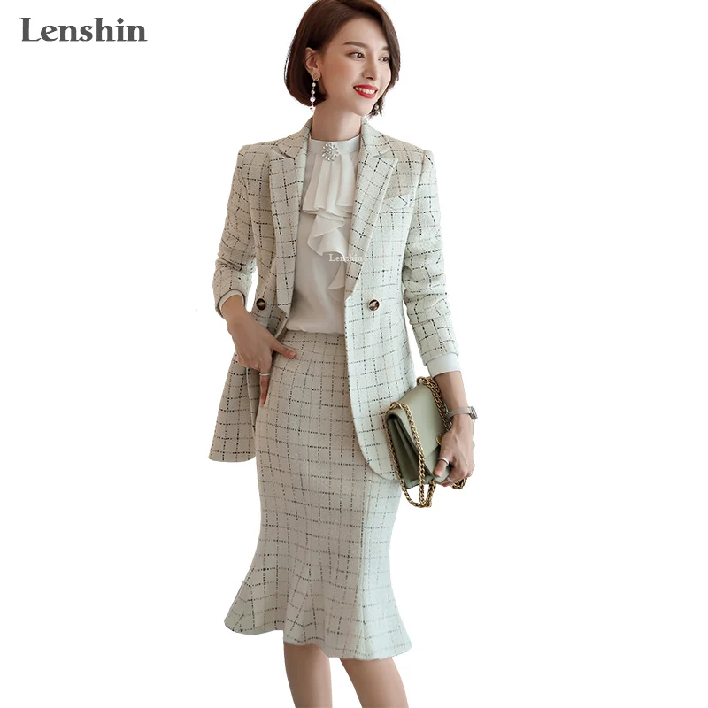 Женский офисный костюм Lenshin комплект из 2 предметов грубая формальная юбка фасона