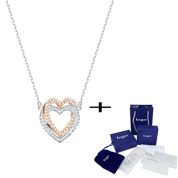 

SWA 2020 New Exquisite Fashion Classic INFINITY DOUBLE HEART Woman Necklace Wife Wife Anniversary Birthday Best Romantic Gift