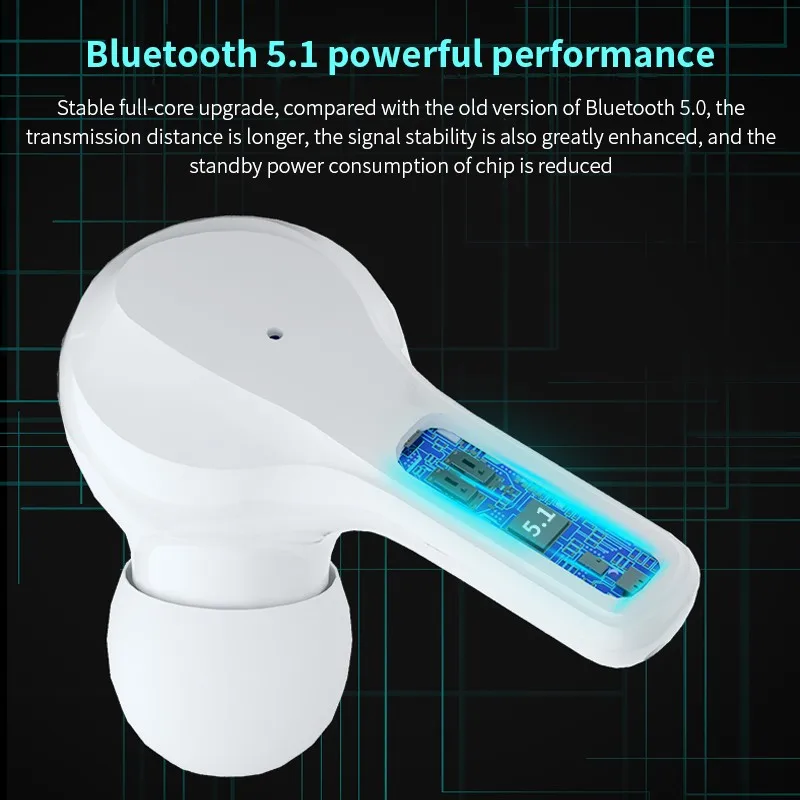 Waterproof TWS Wireless Bluetooth 5 1 Headset Touch Control Sport HIFI Sound In Ear Bluetooth Earbuds Earphones With 2200mAh Cha