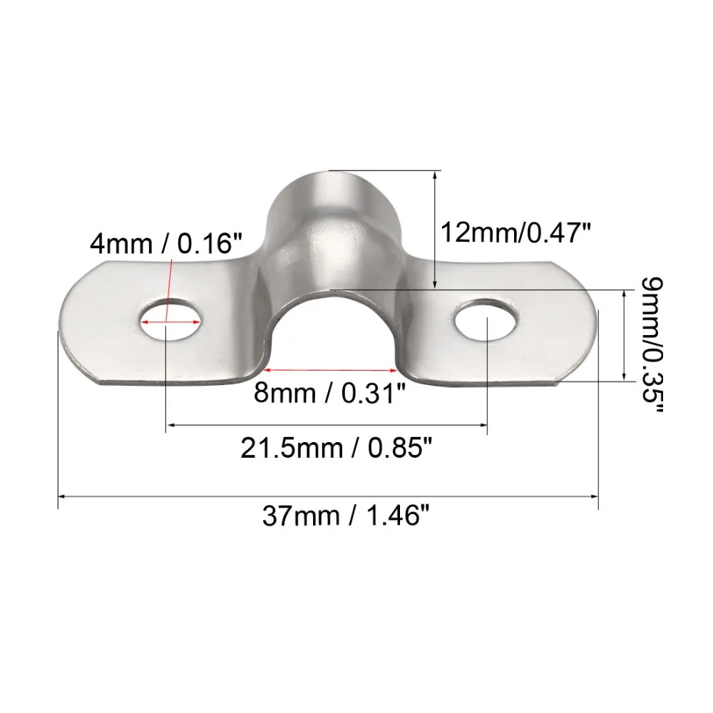 uxcell New 8-50pcs 5-16mm Rigid Pipe Strap Silicone Pipe Tube Clamp Clip 2 Holes Clamps 304 Stainless Steel Clamps Silver Tone