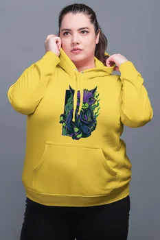 

Angemiel Wear Skateboarder Cool Cat Yellow Women 'S Hooded Sweatshirt