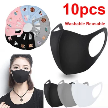 

10pcs Black Mouth Mask Reusable Mask Washable face shield Mask