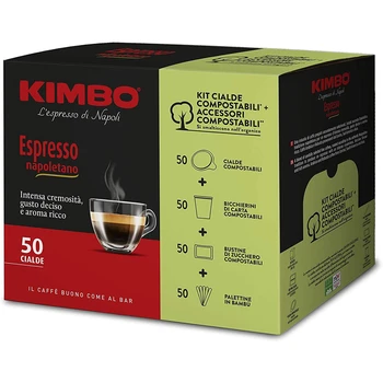 

Kimbo Pods Compostable ESE - Espresso Neapolitan (5x50 pods) + Kit compostable (sugar vane cups)