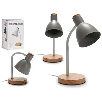 

Flexo/Desk lamp Gift Decor Grey Wood Metal (14 x 36 x 14 cm)