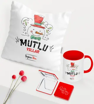 

Personalized Christmas Happy birthday Themed Red Mug Mirror Pillow Set-5