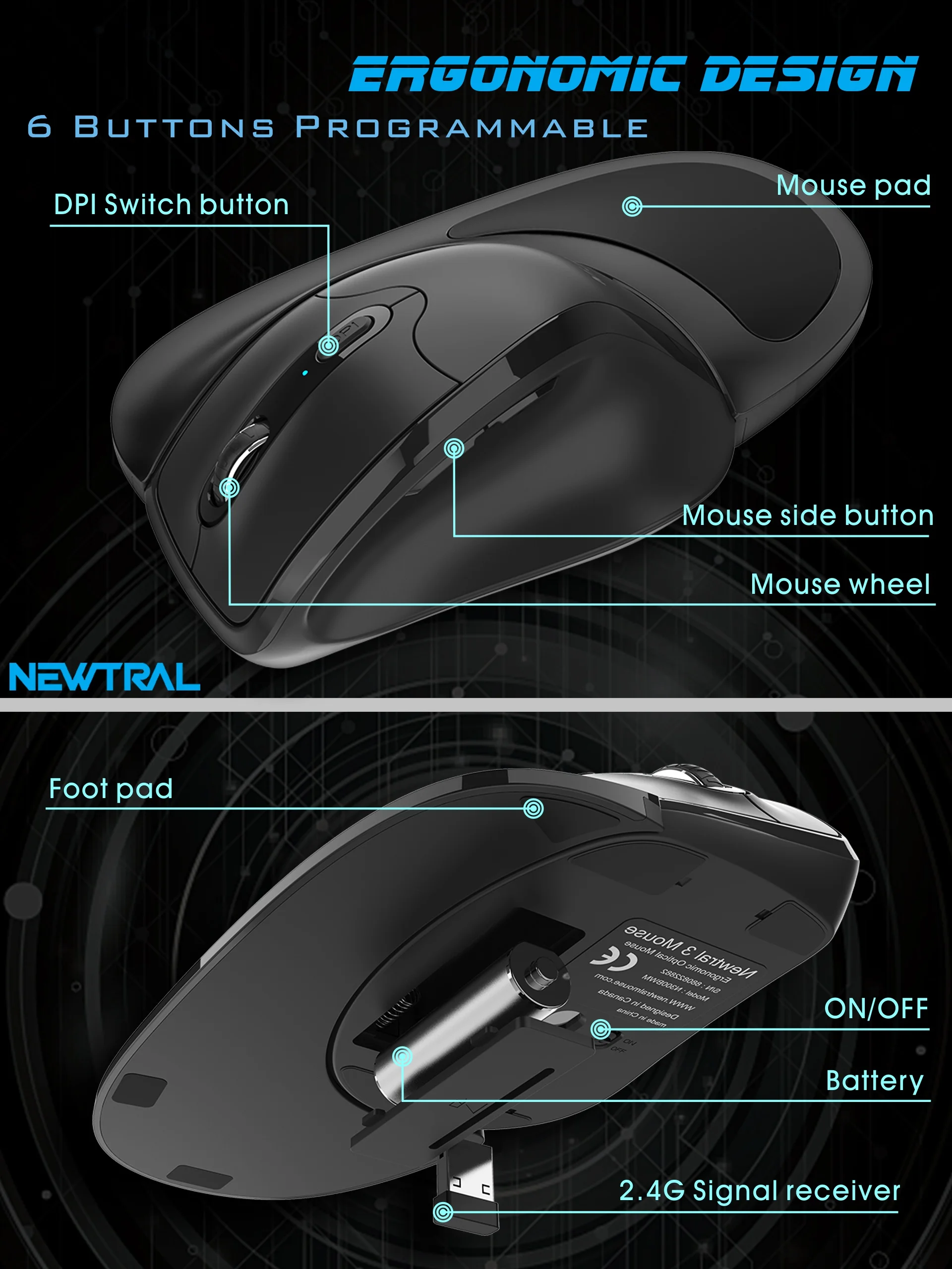 wired computer mouse Wireless Ergonomic Vertical Mouse Right left Hand Office Gaming  Removable Palm Wrist Healthy Mice Mause For PC Compu cool gaming mouse