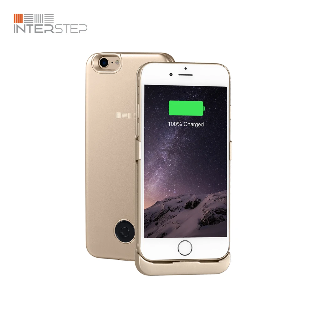Золотой Чехол-аккумулятор INTERSTEP 3000мАч Li-Pol для iPhone7/8, черный - Цвет: Золотой