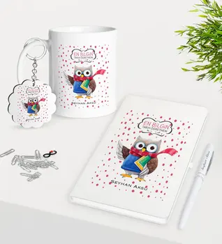 

Personalized History Teacher Mug Keychain White Notebook Pen Gift Seti-3