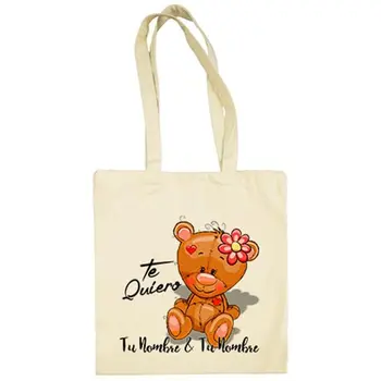 

Cloth bag teddy bear I love you customizable with name