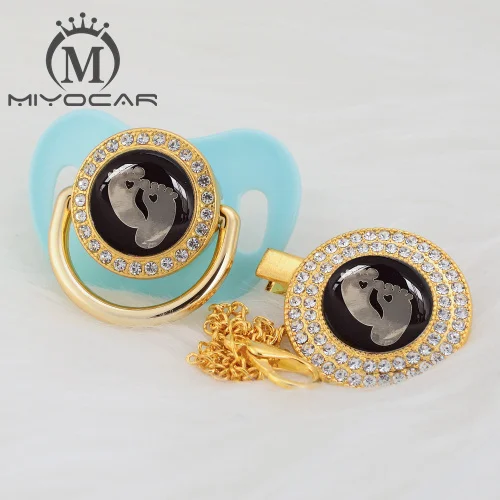 MIYOCAR/Милая Золотая и серебряная Соска-пустышка с золотым украшением для ног и пустышка с клипсой, не содержит бисфенол, пустышка, уникальный дизайн, GFT-08 - Цвет: GFT-7   0-6M