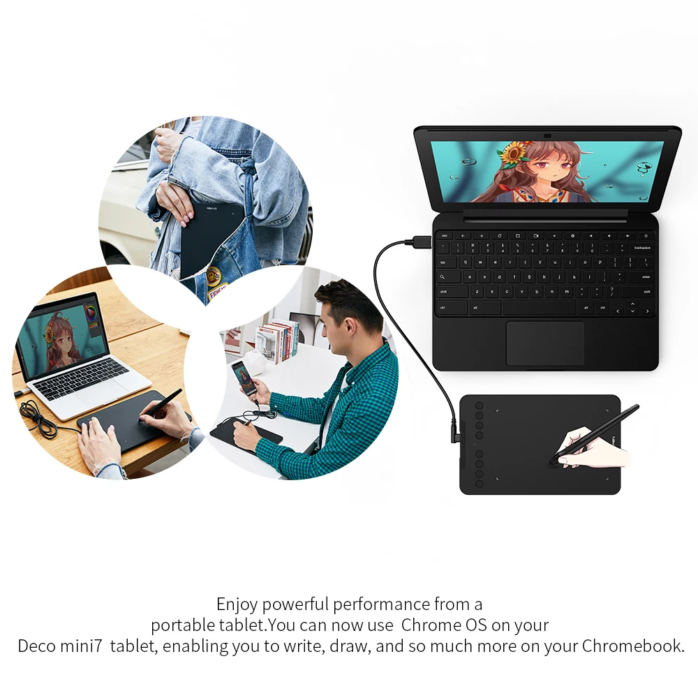 Xp-pen Deco Mini7 Desenho Tablet Digital Tablets Gráficos Usb 8192 Níveis de Inclinação Android Mac Windows Assinatura Educação On-line Tablets digitais - Imagem 5