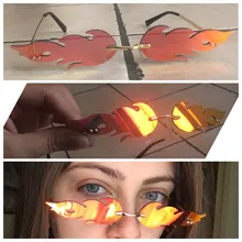 Sunglasses Wave Uv-400-Eyewear Rimless Narrow Fire-Flame Trending Fashion