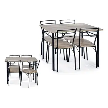 

Table set with 4 chairs Gift Decor Black Metal (60 x 71 x 60 cm)