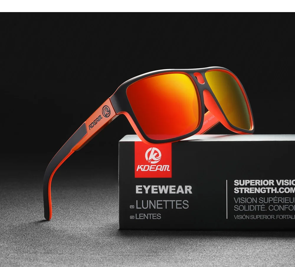 KDEAM Blendung Blockieren Sonnenbrille Männer Platz Polarisierte Sonnenbrille Männlichen Enthält Original Marke Box Und Zipper Fall – Detail 15