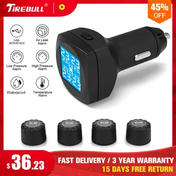 

New Tire Pressure Monitoring System Car 4PCS Sensor Tire Pressure Alarm Cigarette Lighter USB Interface TPMS Real-Time Display