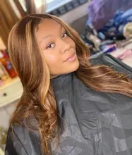 Ali Coco-mechones de pelo brasileño con degradado, extensiones de cabello humano Remy de color resaltado con cierre, P4/30