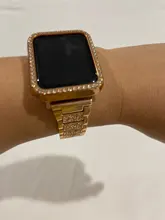 Correa + funda de Metal para Apple Watch Series 5, 40mm, 44mm, anillo de diamante, 38mm, 42mm, pulsera de acero inoxidable iwatch 4/3/2/1