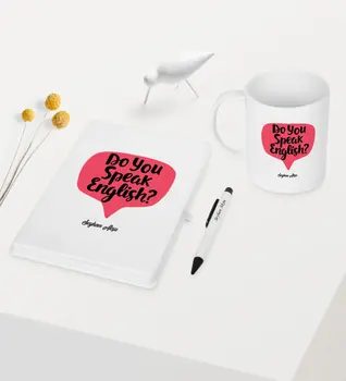 

Personalized English Teacher Themed White Notebook Pen Mug Set-5