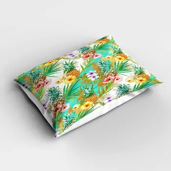 

Else Tropical Green Leaves Yellow Pineapples Rectangle Modern Pillowcases 3d Digital Print Pillow Covers Cases for Couch Bed