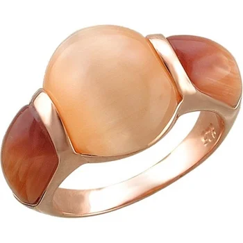 

Esthete ring with 3 cat's eye in silver with gilding