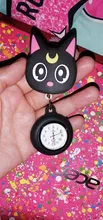 Negro gato de Luna encantadora de dibujos animados de silicona elástica relojes de bolsillo enfermera vestido de Doctor médico del Hospital de cuarzo reloj colgante reloj