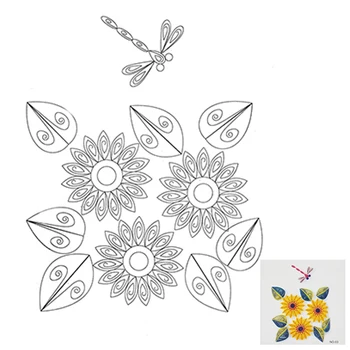 

3 flower and dragonfly quilling scheme
