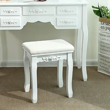 

Stool vanity white baroque chair padded RDS45W