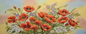 

Tapestry "bouquet of scarlet poppies" (85x35) in a single frame