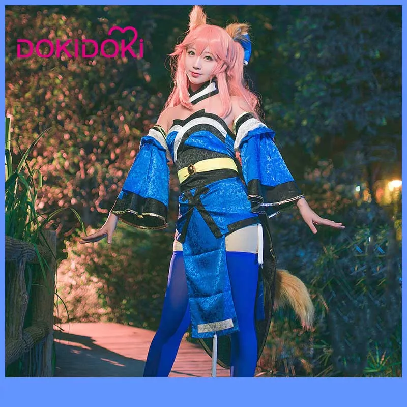 DokiDoki игры Fate Косплей Tamamo без Mae костюм для женщин Лис на голубом фоне Костюм Fate/Grand