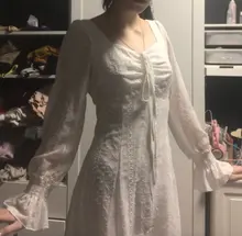 Dress Women Long-Sleeve Vintage Fairy Party-Midi French Elegant Designer Autumn Chiffon