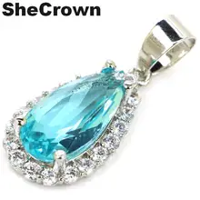 30x12 мм Очаровательная висячая форма Небесно голубой топаз натуральный CZ серебряный кулон